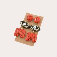 Eye Clay Earrings - Black-Coral
