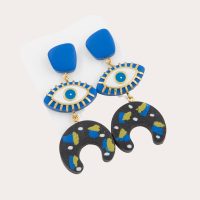 Eye Clay Earrings - Blue-Black