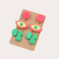 Eye Clay Earrings - Neon-Fuchsia